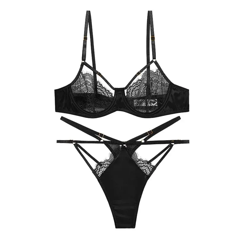 Women's Underwear Set Sexy Lace Classic Lingerie G-String Top Female Underwear Transparent Intimates Bra Sets Panties Underwear