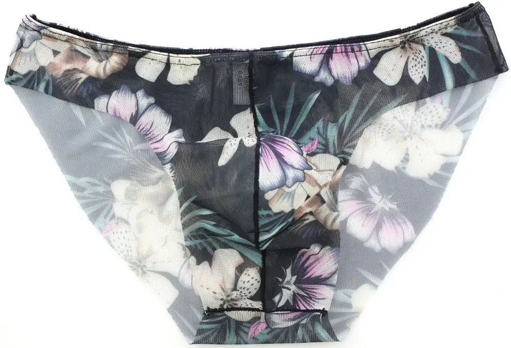 Sexy Men's Briefs Soft Breathable Silk Sexy Print Underwear Men's Hot Hips Up Transparent Jockstrap Colorful Undies Cueca Y03