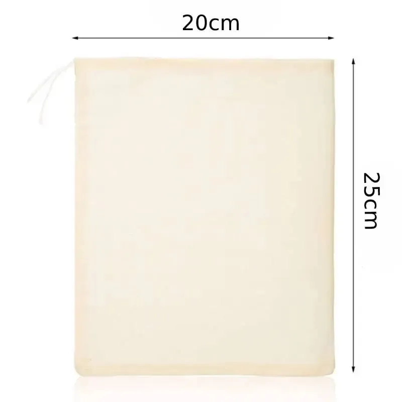5Pcs 20x25CM Reusable Cotton Straining Bags Drawstring Muslin Cheesecloth Spice Soup Bags for Cooking Bone Broth Brew Bag Pouch