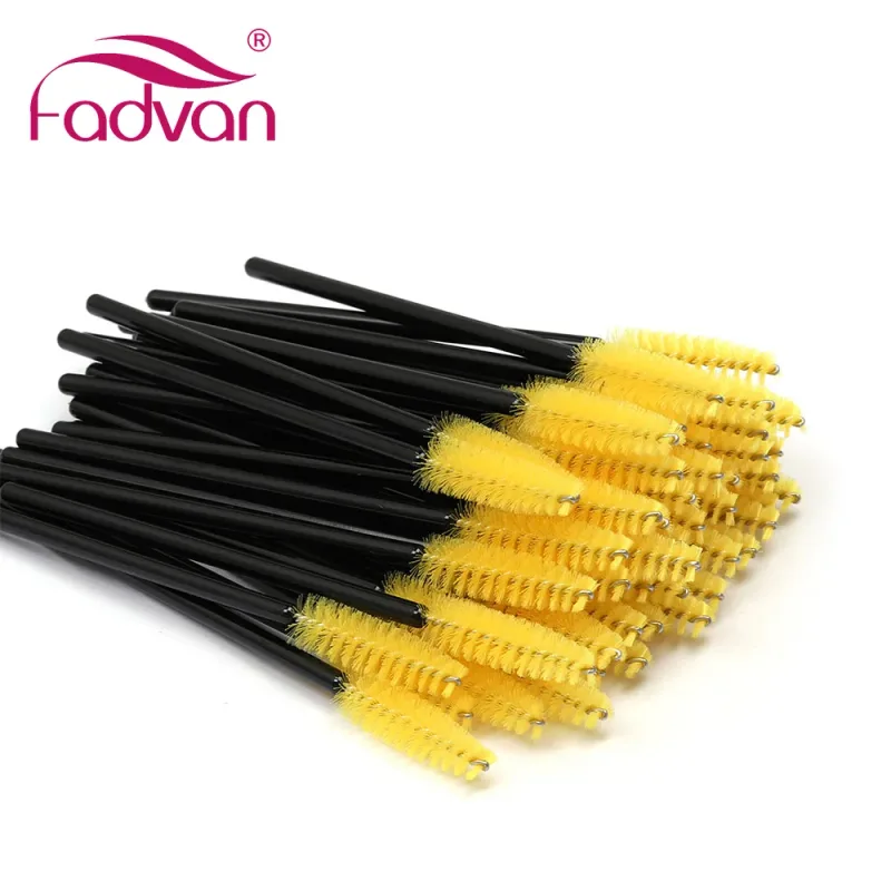 Fadvan 50pcs/Pack Makeup Brushes Plastic Micro Wand False Eyelash Brush Tool Black/Pink/Colored Lash Extension Supplies