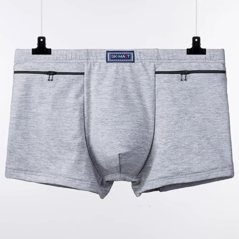 Double zipper Men's Anti-Theft Boxer Shorts with Zipper Pocket, Bottom Pants, Underwear, High Quality, modal — image 2