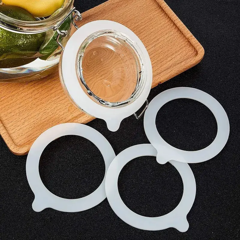 5pcs Silicone Jar Gasket Replacement Rings Airtight Rubber Seals for Glass Clip Top Canning Jars Storage Containers Leakproof