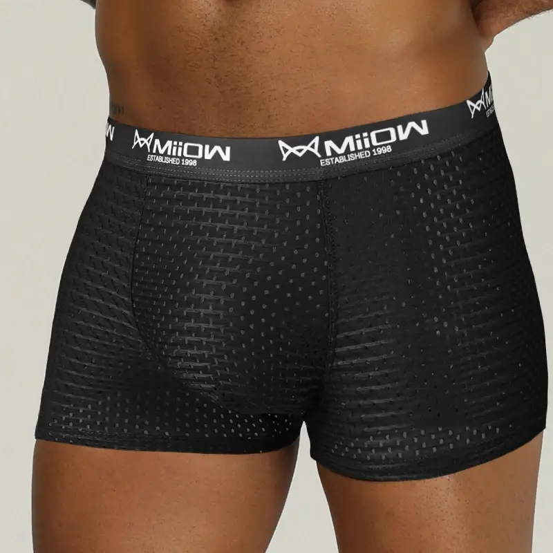 MiiOW seksowne bokserki męskie bielizna siatkowa oddychająca lodowy jedwab męskie majtki bielizna kalesony bokserki Plus rozmiar L-4XL 2022