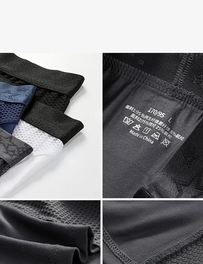 Mens Underwear Modal Boxers Shorts Hombre Solid Mesh Breathable Pouch Panties Man Long Leg Underpants Cueca Calzoncillos XL-6XL