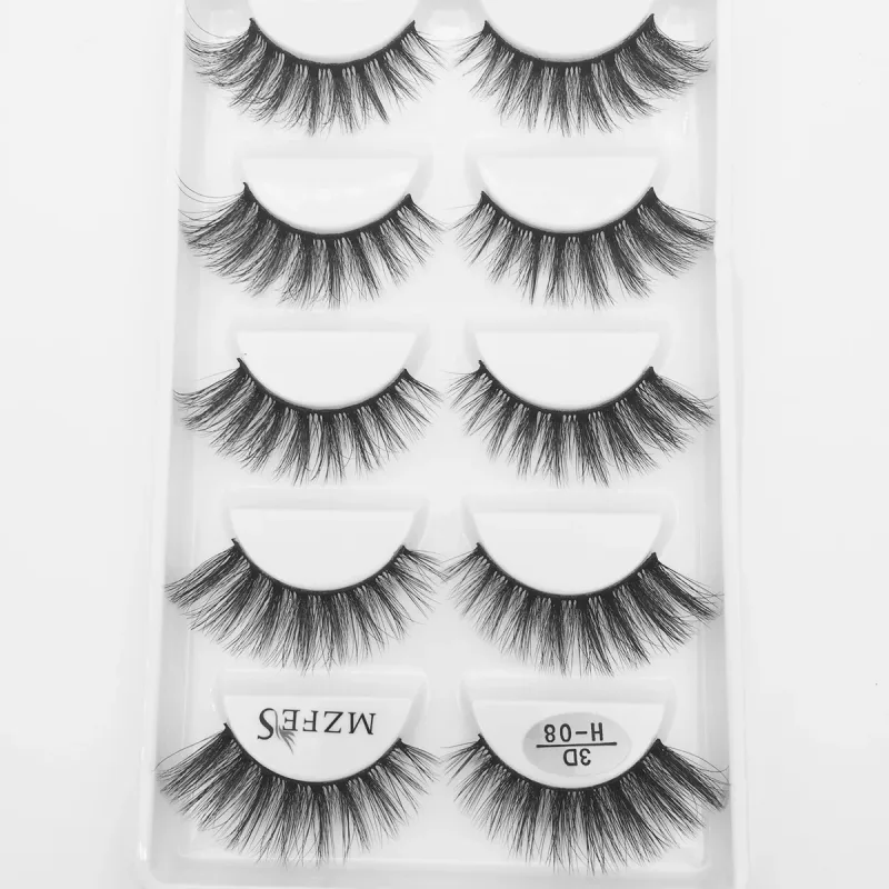 10/50 Boxes 3D Mink Eyelashes Natural Thick False Eye Lashes Mink Lashes Soft Fake Eyelash Wispy Makeup Cilios H13 Cat