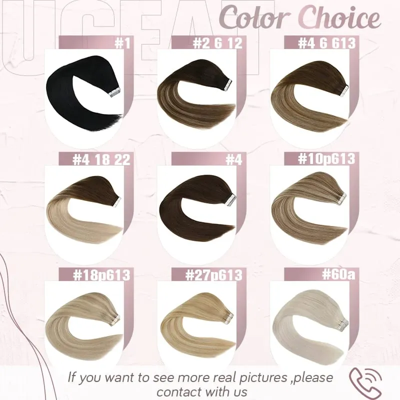 Ugeat Tape in Hair Extensions Remy Braziliaanse Human Hair Extensions Bruine Kleur #4 Tape Extensions Echt Menselijk Haar 2.5 G/stuks — image 3