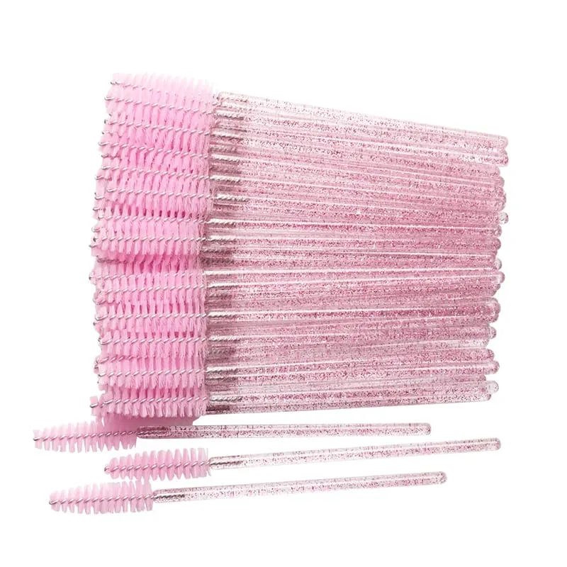50 Pcs Disposable Crystal Eyelash Brush Mascara Wands Applicator Diamond Eye Lash Brushes Eyelash Extension Makeup Brush Tools