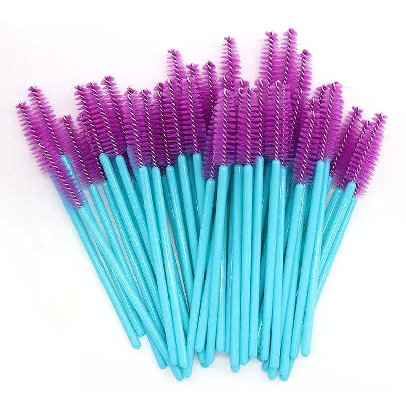 50Pcs/Pack Disposable Micro Eyelash Brushes Mascara Applicator Wand Brushes Comb Eye Lashes Brush Makeup Tools Gold Handle