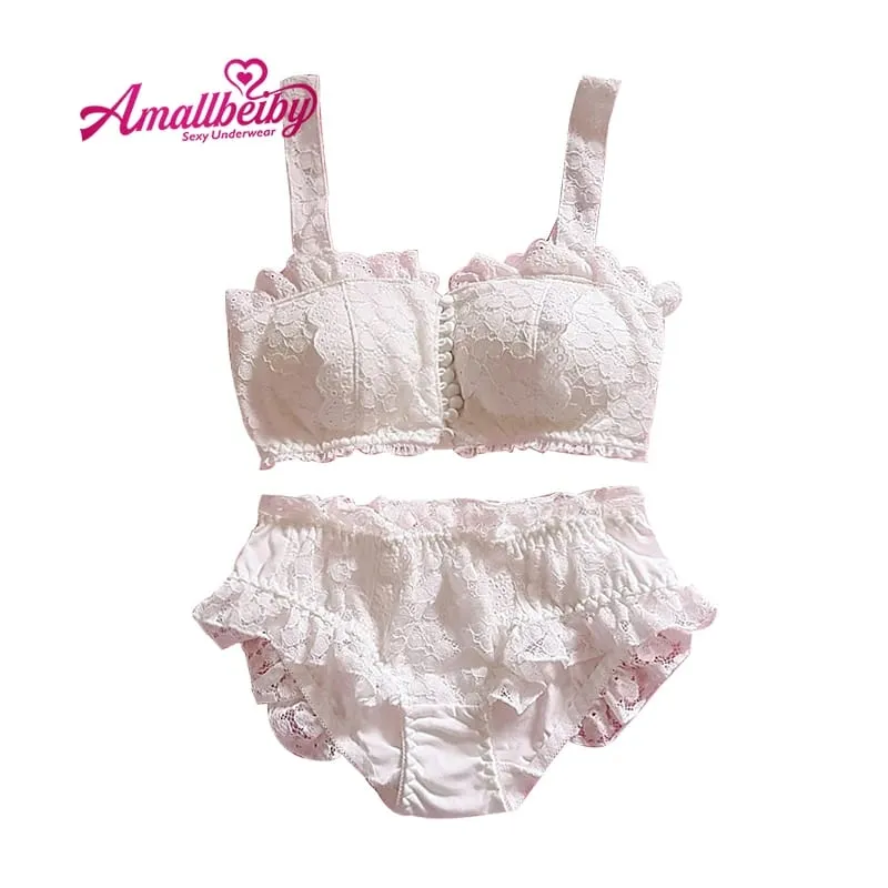 Thin Soft Adjustment Intimates Cotton Young Girl Underwear for Lady Bow Striped Sweet Cute Lolita Style Bra Set Lingerie Femme — image 6