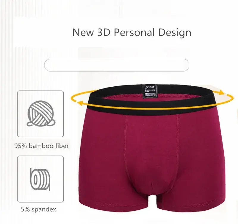 6pcs/Set Black Boxer Men Underwear Bamboo Men's Panties Shorts Breathable Underpants Man Comfortable Sexy Boxers & Briefs Men — image 2