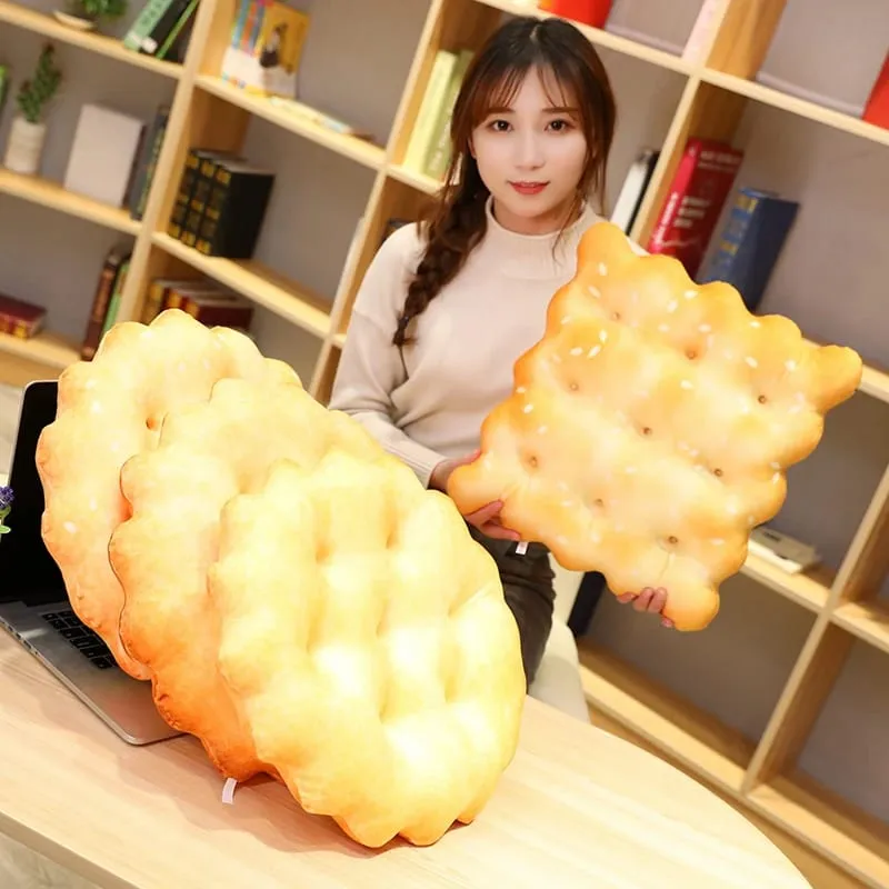 New 38CM Simulation Biscuits Pillow Plush Cushion Plush Toy Doll Kids Home Decor Biscuits Seat Cushion Chair Car Seat Cushion