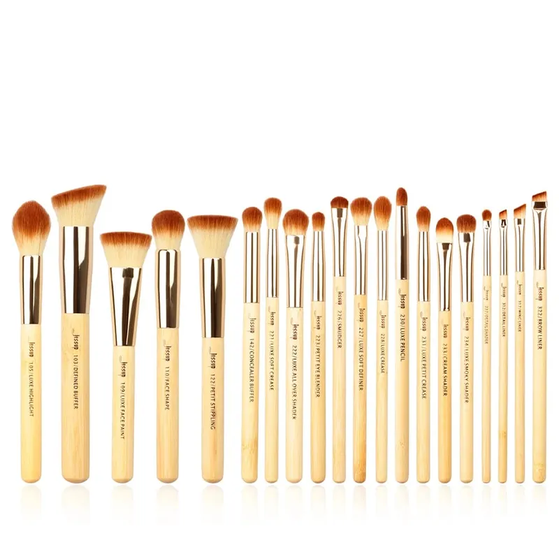 Jessup brushes 20pcs Bamboo Professional Makeup Brushes Set Foundation Powder Detail Eyeliner Eyeshadow Eyebrow Blending