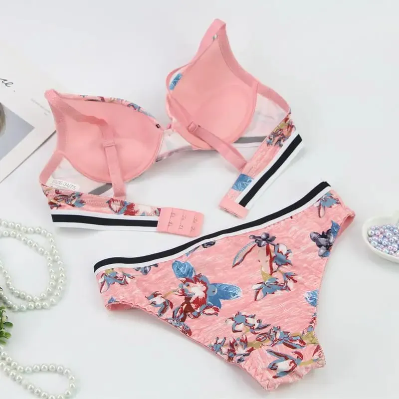 DaiNaFang 2 Pieces BCDE Cup Bras Set Push Up Underwear Sets Womens Embroidery Bralette Underwire Breathable Lady Lingerie