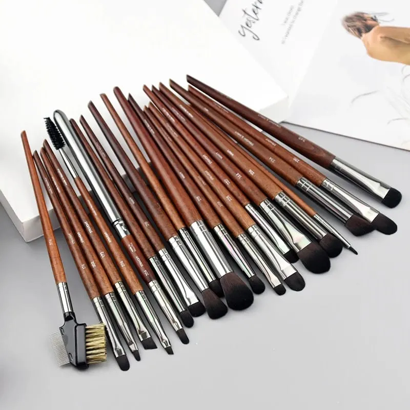 Augen-Make-up-Pinsel aus Naturholz, komplettes Set, Pro Crease Lidschatten-Make-up-Set, zum Verwischen von Textmarkern, Augenbrauen, Lippen- und Wimpernpinsel, praktisch