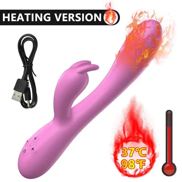 USB Charging Heating AV Rabbit Dildo Vibrator Vagina Clitoris Stimulator G-Spot Adult Game Sex Toys for Women Female Masturbator — image 9