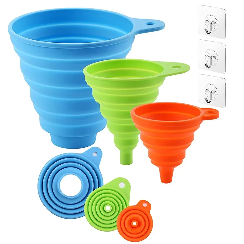 3 PC Silikon Zusammenklappbare Faltbare Trichter Haushalt Küche Kochen Werkzeuge Tragbare Wein Mini Tragbare Öl Topf Trichter