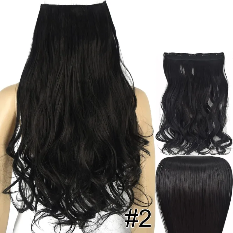 Synthetic Hair Fiber Heat Resistant 120gr Wavy 5 clips clip in Hair Extensions 5002