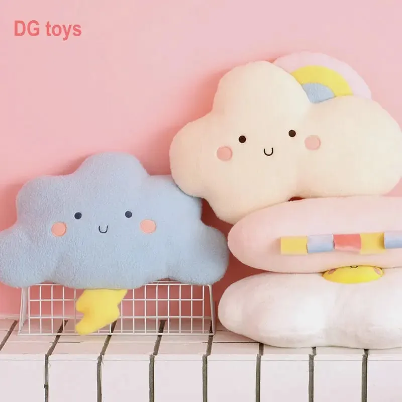 Cute Emotion Face Weather Pillow Stuffed Plush Thunder Dark Clouds Rainbow White Cloud Cushion Baby Bed Room Decor Home Decor — image 5
