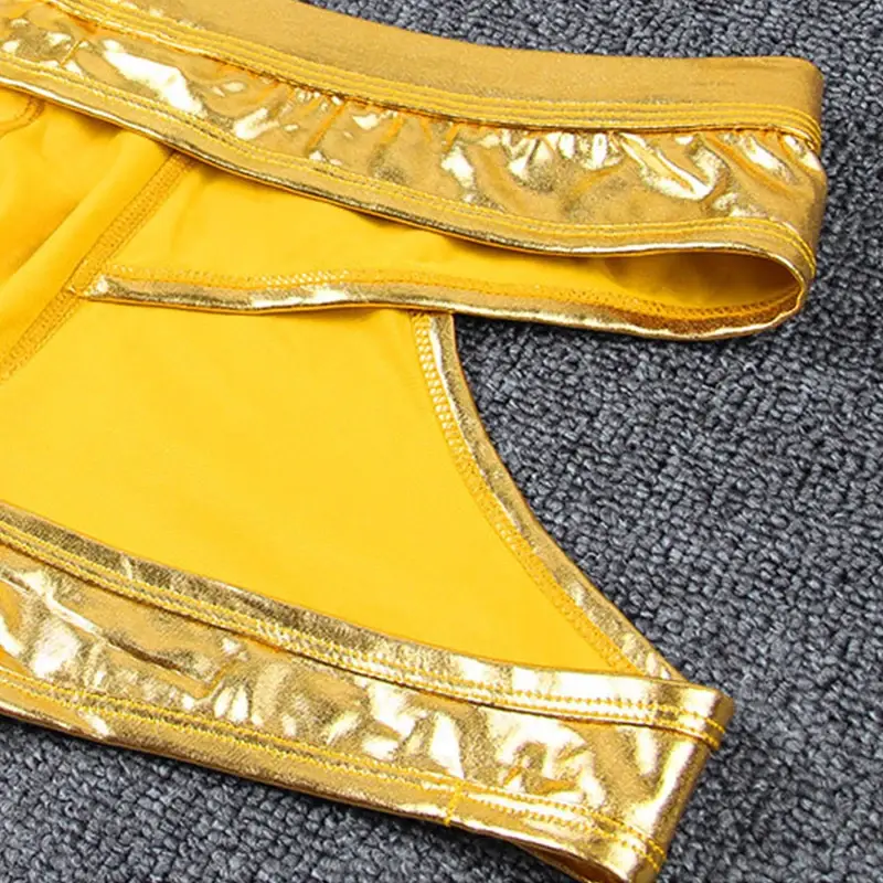 Sexy Men Hollow Boxers Male Underwear Faux Leather Open Butt Bottoms Performance Underpants Boxershorts Backless Boxer Shorts