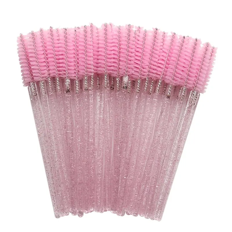 50pcs Shiny Disposable Eyelash Brush Applicator Wands Curler Mascara Eyebrow Makeup Tools Spoolers Comb Wands Spoolies Brushes