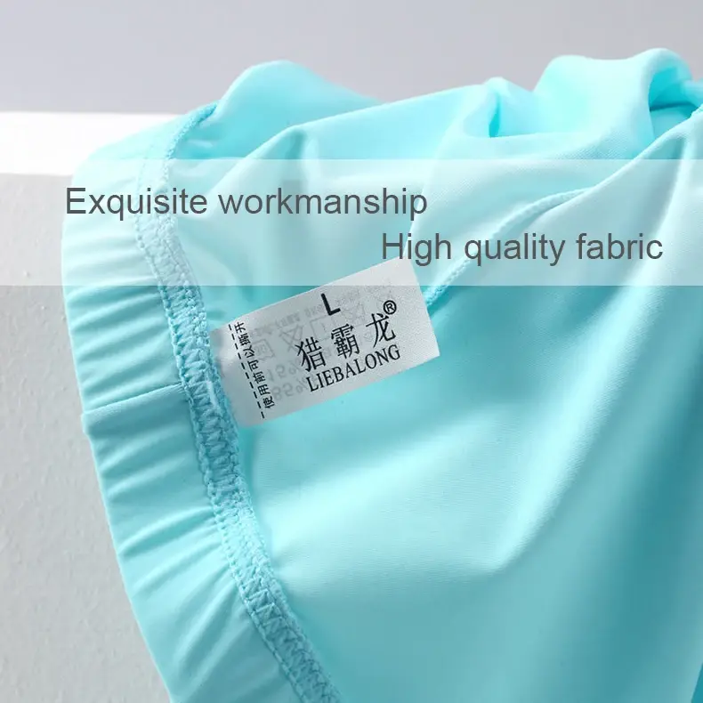 Sexy roupa interior masculina boxers de seda gelo sexi para meninos homem u convexo grande saco respirável protuberância shorts náilon verão pounch calcinha conjunto