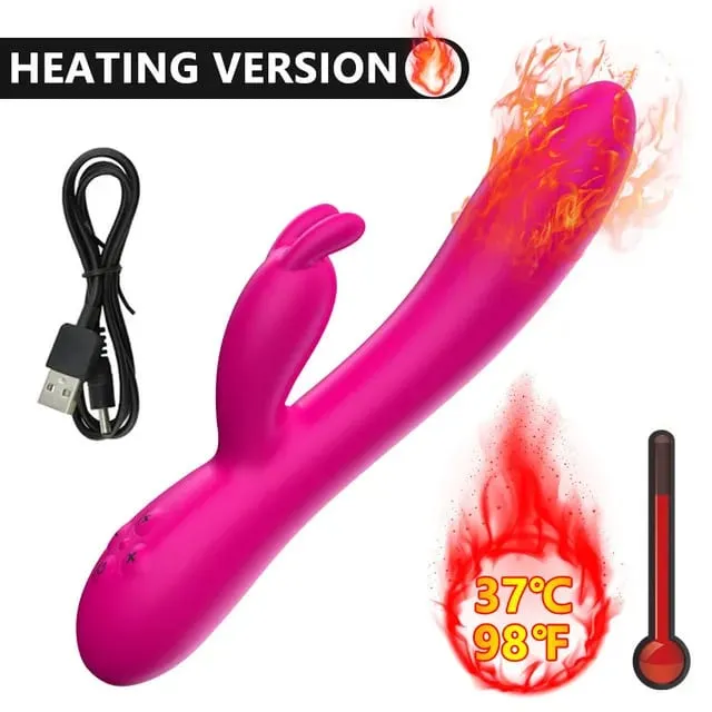 USB Charging Heating AV Rabbit Dildo Vibrator Vagina Clitoris Stimulator G-Spot Adult Game Sex Toys for Women Female Masturbator — image 10