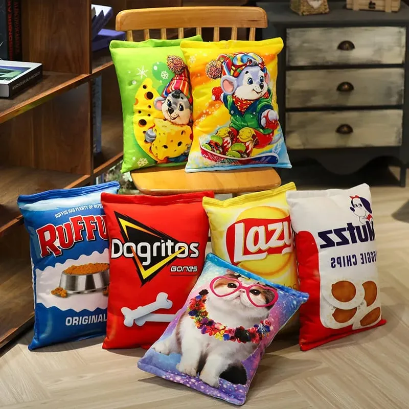 Creative Lifelike Snacks Plush Pillow Simulation Cat Dog Food Potato Chips Cookie Lifelike Food Snack Cushion Plushie Props Gift — image 10