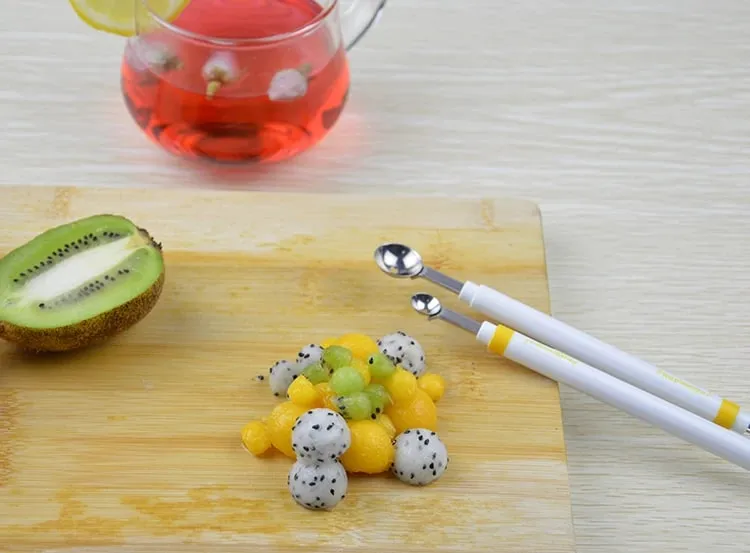 Mini Apple Ball Digger Melon Spoon Ice Cream Dig Scoop Stainless Steel Double-end Cooking Tool Kitchen DIY Accessories Gadgets