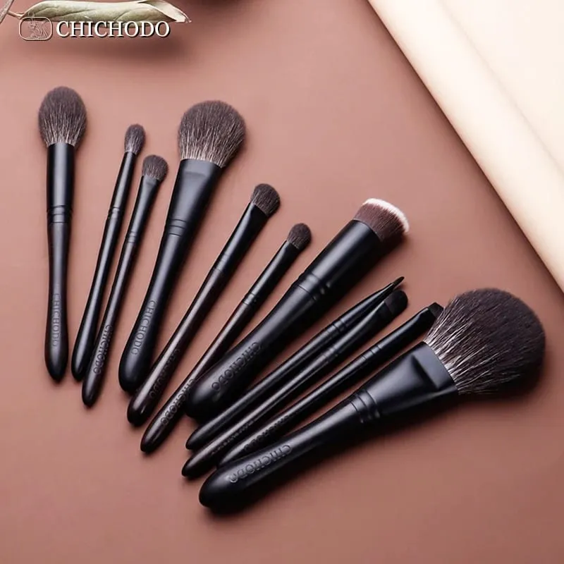 Makeup Brush-Luxurious Professional Black 11 Ebony Brushes Set-High Level Fox&Goat&Pony&Synthetic Hair Cosmetic Tools — image 4