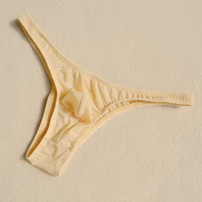 Men's Underwear T-Back G-String Briefs Sexy Breathable Ice Silk Tangas Thong Hot Porn Lingerie Fashion Low Waist Panties Male