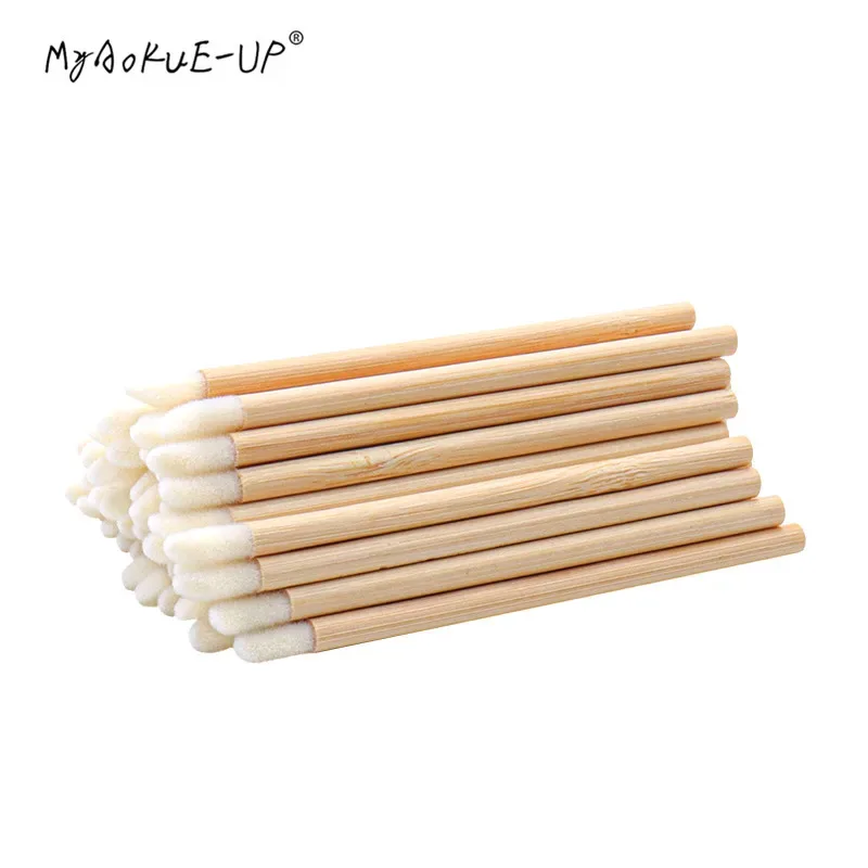 50 Pcs/Pack Disposable Bamboo Lip Brush Lashes Micro Brushes Applicator Tool for Eyelash Extension Women Makeup Tools