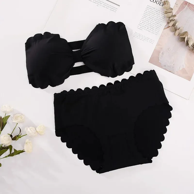 Women Seamless Bra And Panties Set Wire Free Bra Top Push Up Bralette Briefs Japanese Underwear Set Female Sexy Lingerie