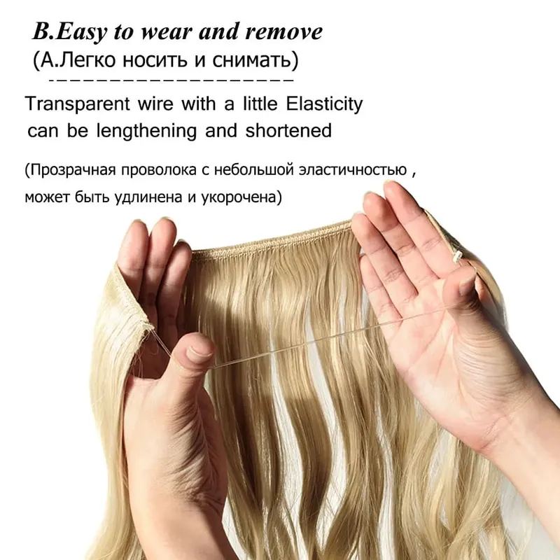 S-noilite 32 kleuren Synthetische Onzichtbare Draad Haarverlenging Clip In Vals Haar Haarstukjes Lange Hair Extensions Voor Vrouwen