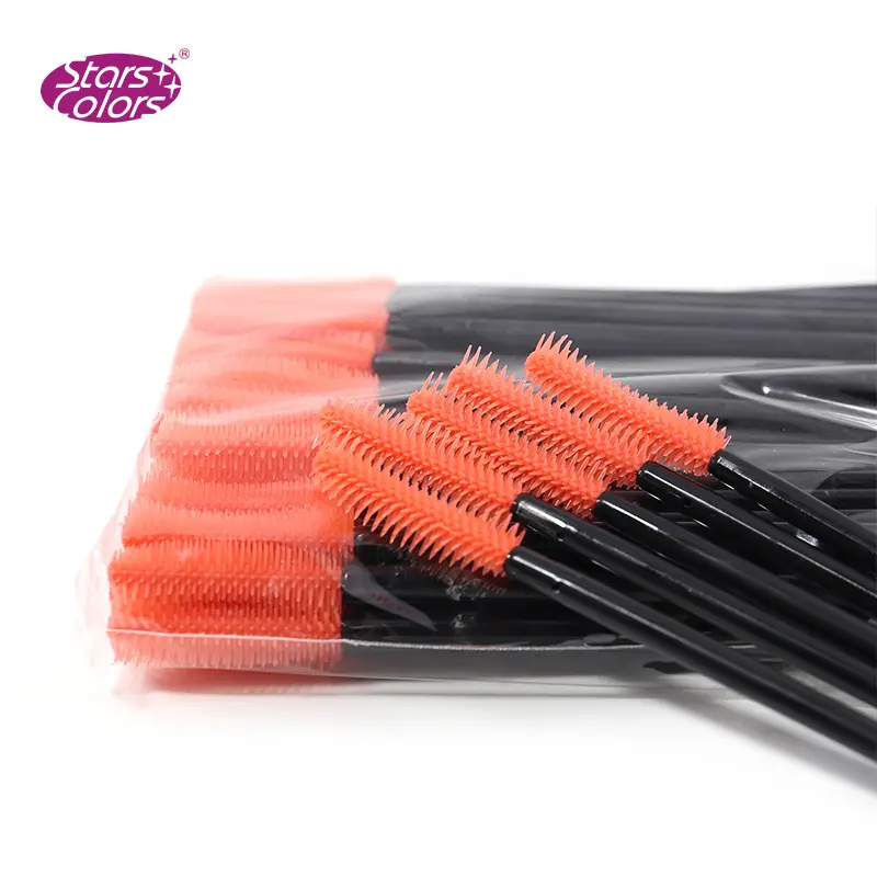 50 pcs/Bag 4 styles High quality Plastic Silicone Soft makeup brushes Eyelash Extension Brushes Makeup Tools length 105mm — image 1