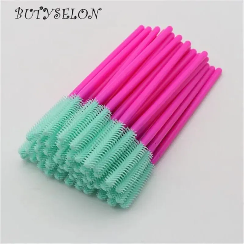 50pcs Disposable Silicone Eyelash Brushes Mascara Wands Applicator Eyebrow Comb Microbrush Lash Extension Supplies Makeup Tools