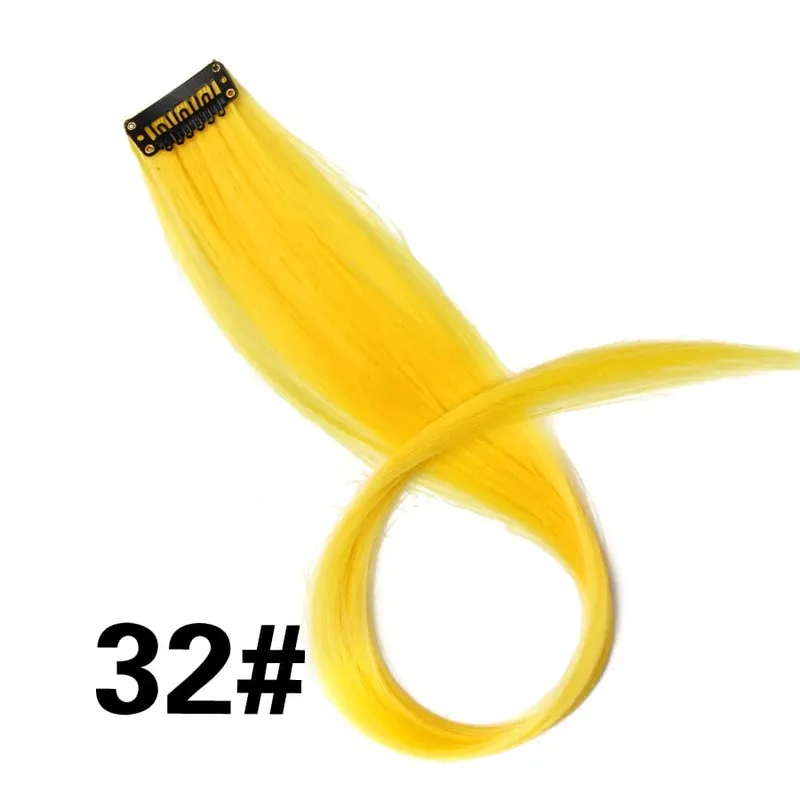 Synthetic Leeons Clip In one Pieces Hair Extensions Heat Resistant Hairpieces Rainbow Ombre Hair Extensions Fake Long Hair Women