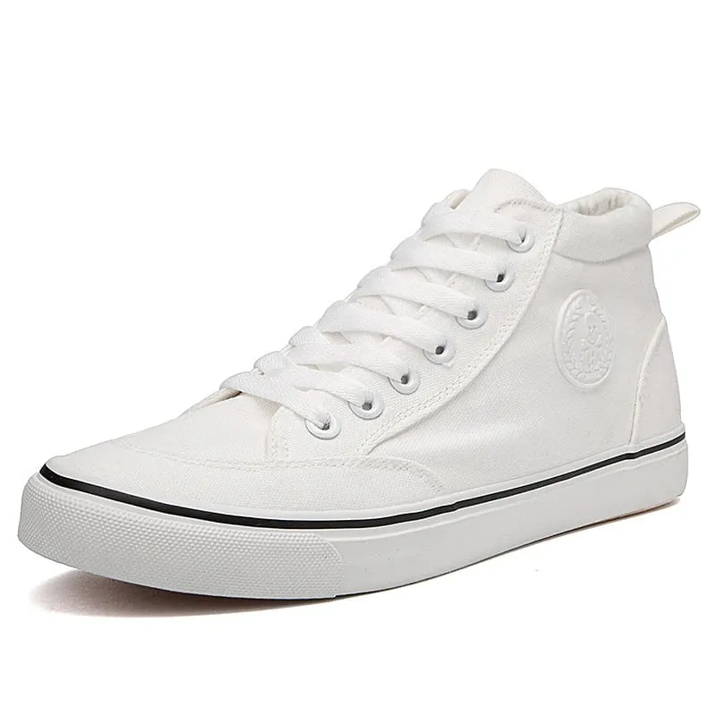 Shoes Men Spring Autumn Lace-up High Top Style Men Vulcanize Shoes Fashion Flats Youth Men Canvas Shoes Sneakers — image 1