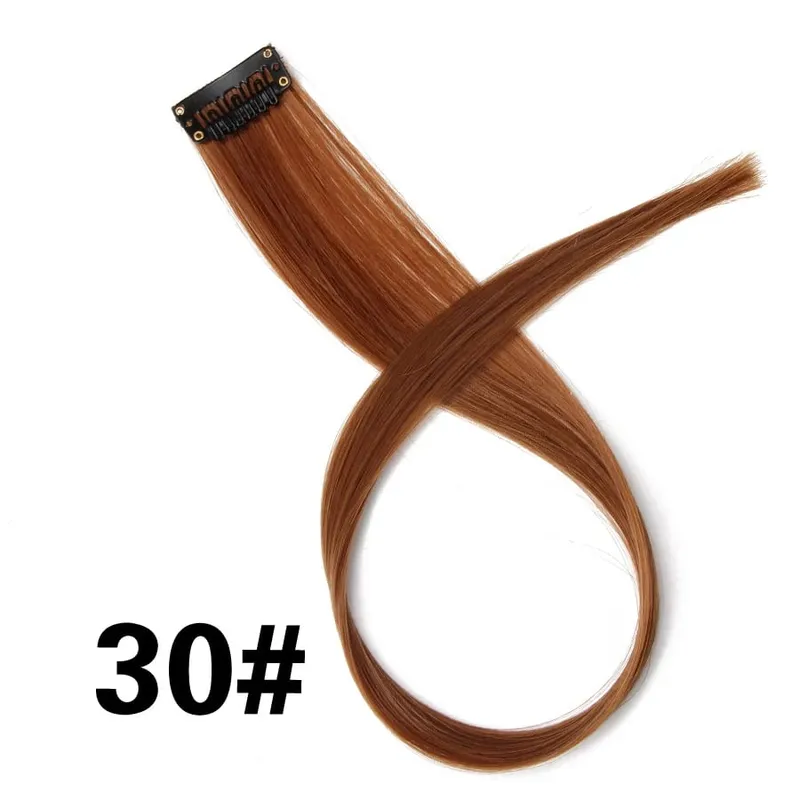 Synthetic Leeons Clip In one Pieces Hair Extensions Heat Resistant Hairpieces Rainbow Ombre Hair Extensions Fake Long Hair Women