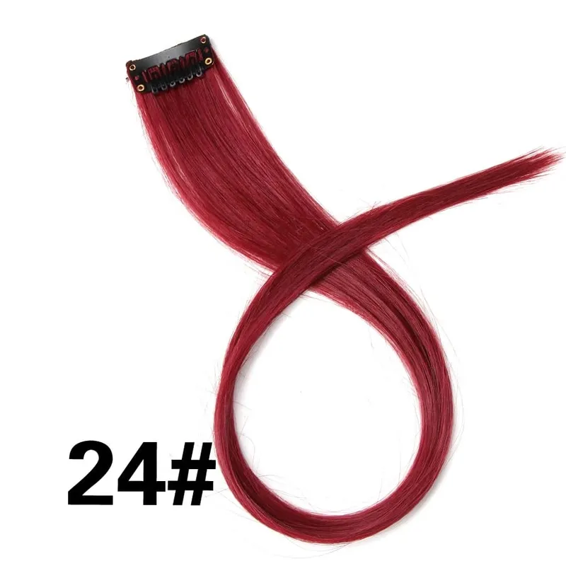 Synthetic Leeons Clip In one Pieces Hair Extensions Heat Resistant Hairpieces Rainbow Ombre Hair Extensions Fake Long Hair Women