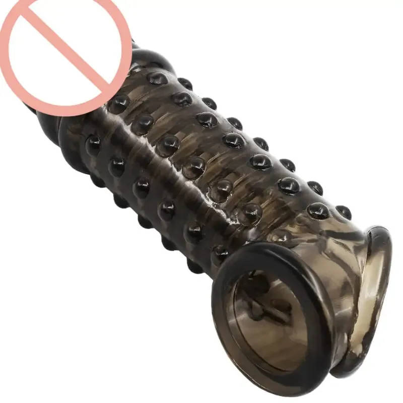 Soft Penis Extender Condom Men Cock Sleeve Ring On Penis Reusable Condoms Spines Sex Studded Enlargement Sex Toys For Male