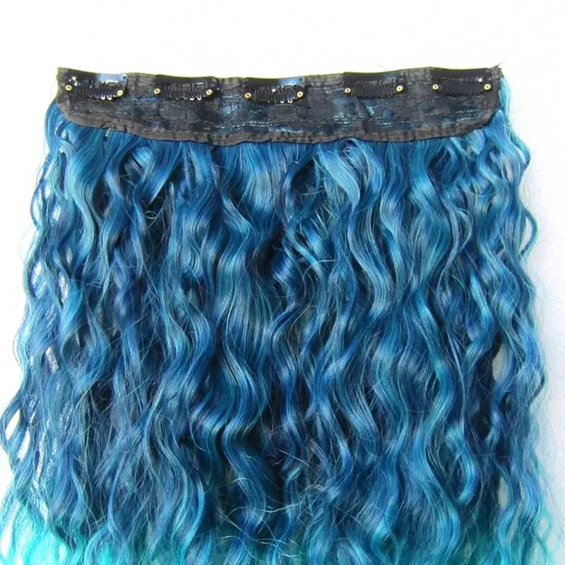 Jeedou Synthetic Clip-in One Piece Hair Extension Vibrant Gradient Kinky Curly Stylish Hairpieces for Nightclub Party Cosplay