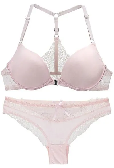 2022 New Sexy Halter Deep V Push Up Bras Set Solid Smooth Bow Decorative Women Underwear AB Cup Girls Lingerie