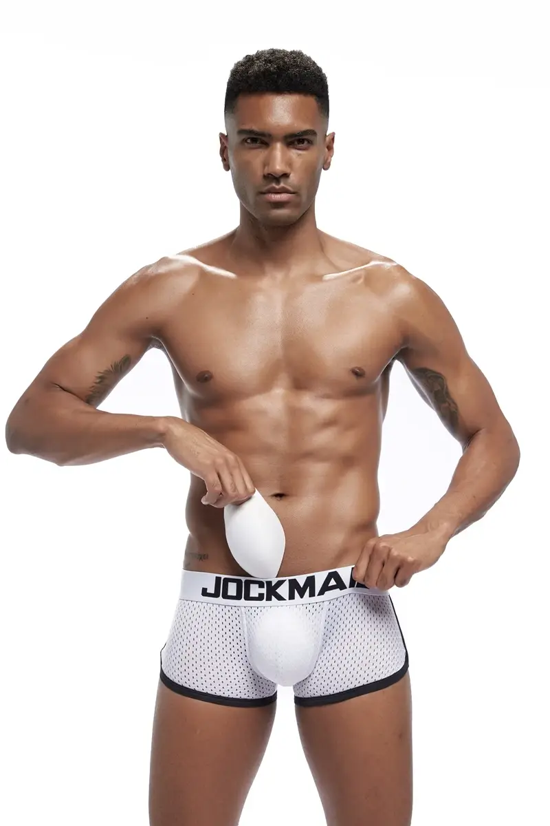 Sexy Men underwear Boxers Men's Padded Enhancing Removable front and bottom Breathable Mesh Gay Underwear Spring summer