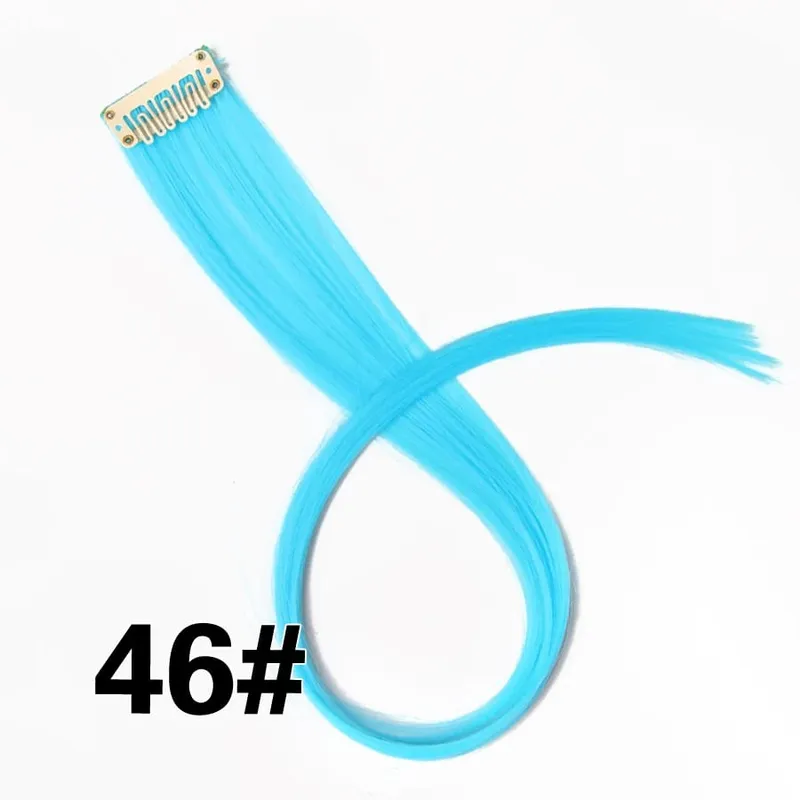 Synthetic Leeons Clip In one Pieces Hair Extensions Heat Resistant Hairpieces Rainbow Ombre Hair Extensions Fake Long Hair Women