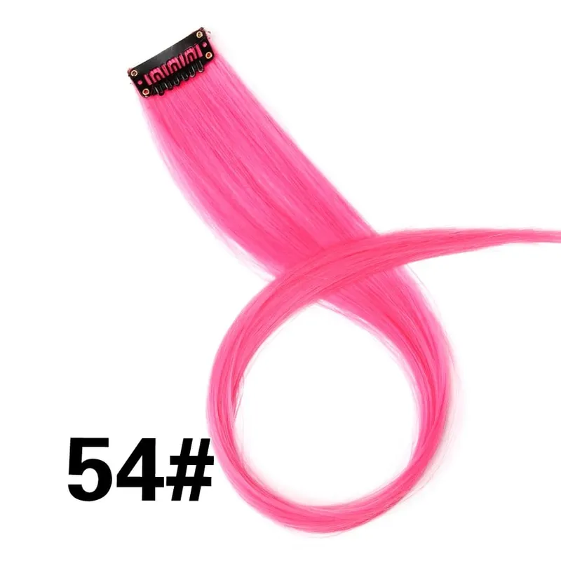 Synthetic Leeons Clip In one Pieces Hair Extensions Heat Resistant Hairpieces Rainbow Ombre Hair Extensions Fake Long Hair Women