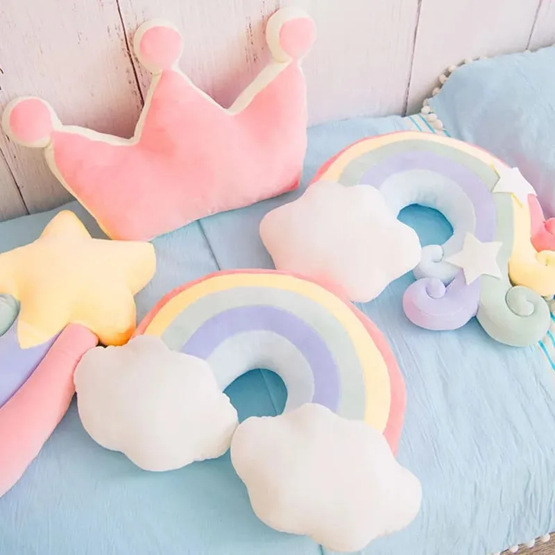 INS HOT Candy Color Cloud Star Plush Pillow Colorful Rainbow Crown Pillow Cushion Sofa Home Decoration Throw Pillow Toy — image 5