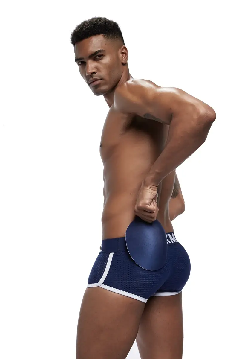 Sexy Men underwear Boxers Men's Padded Enhancing Removable front and bottom Breathable Mesh Gay Underwear Spring summer