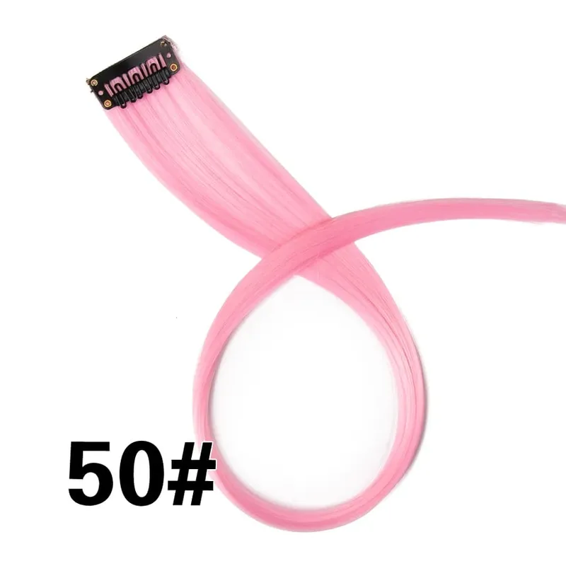 Synthetic Leeons Clip In one Pieces Hair Extensions Heat Resistant Hairpieces Rainbow Ombre Hair Extensions Fake Long Hair Women