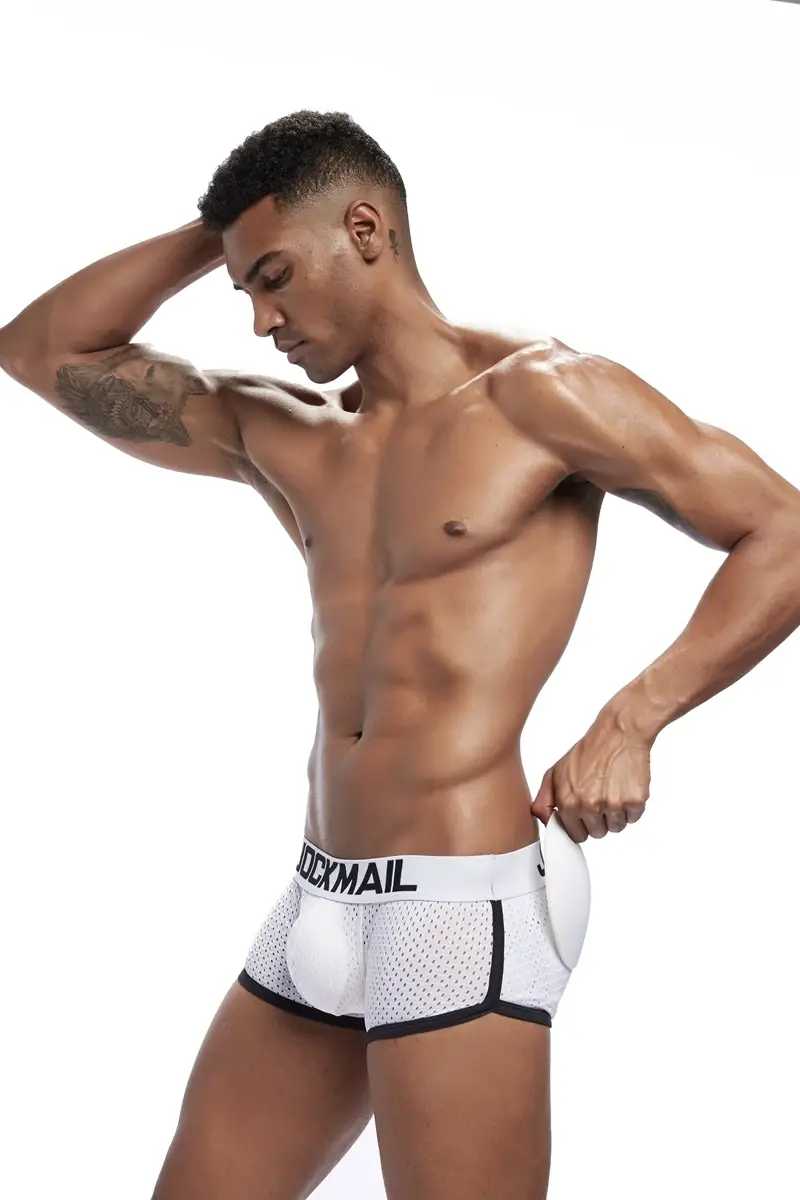 Sexy Men underwear Boxers Men's Padded Enhancing Removable front and bottom Breathable Mesh Gay Underwear Spring summer