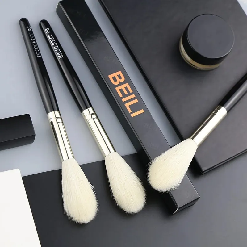 1 pcs 100% Goat hair Highlighter Black Makeup Brushes Professional Natural Pony Eyeshadow Blush Eyebrow Make up Brushes — image 6